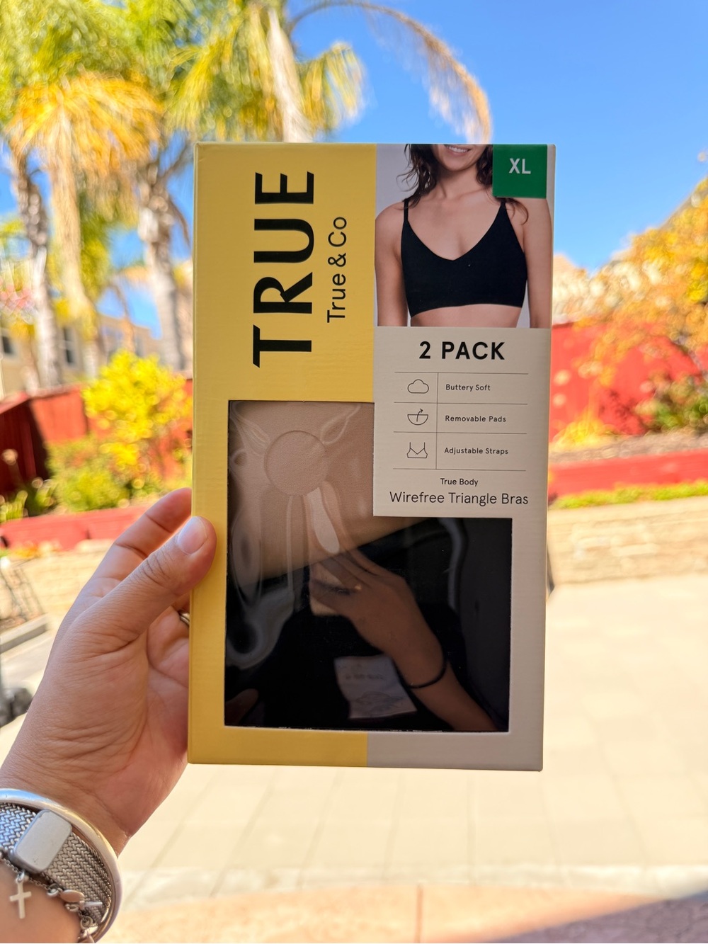 True & Co True Body Wirefree Triangle Bras 2 Pack XL Black Nude